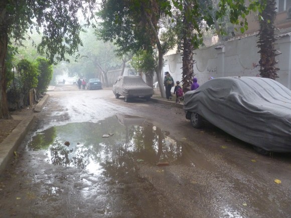 Setting out from our house we avoided the puddle on the street, choosing instead the slightly less muddy path on the sidewalk.
