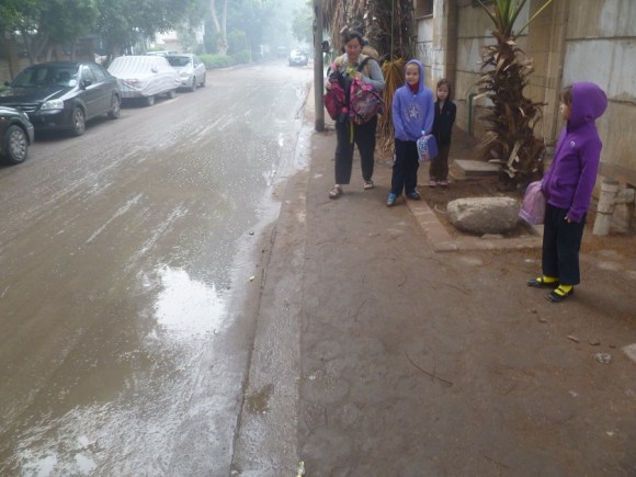 Usually Alexander is pushed in a stroller, but today we left it behind. The stroller also carries the girls' backpacks, and it wasn't long on the way they got tired of carrying them themselves.