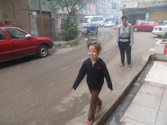 Layla often skips along merrily on her way to preschool.