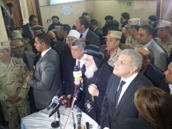 Prime Minister Ibrahim Mehlab and Minister of the Interior Mohamed Ibrahim and the governor of Minya visited Bishop Paphnotius of Samalout to console the families and promise the state would build a new church in the name of the martyrs.