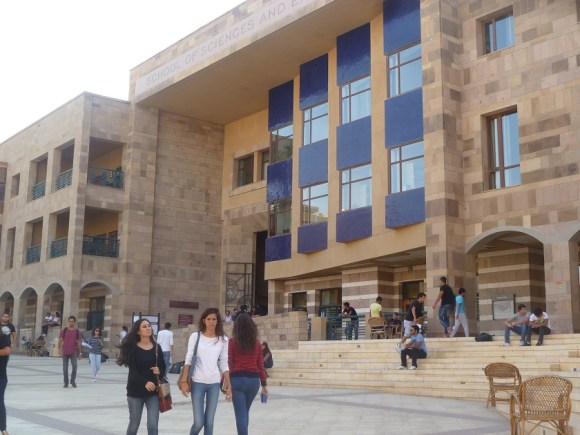 Though some female students wear hijab, a great number did not, far more than the normal percentage in Egypt