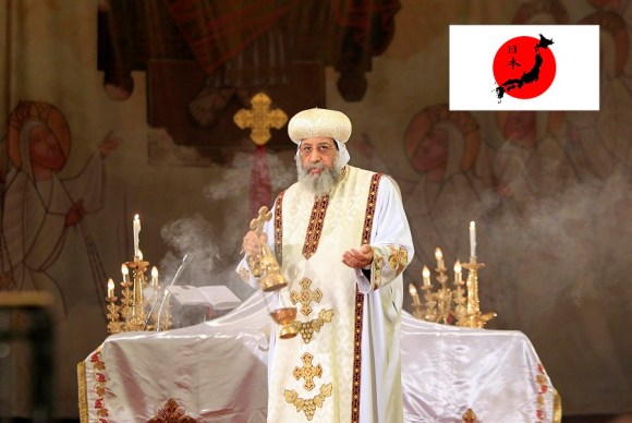 Pope Tawadros II leads mass prayers for Egyptians beheaded in Libya, at Saint Mark's Coptic Orthodox Cathedral in Cairo